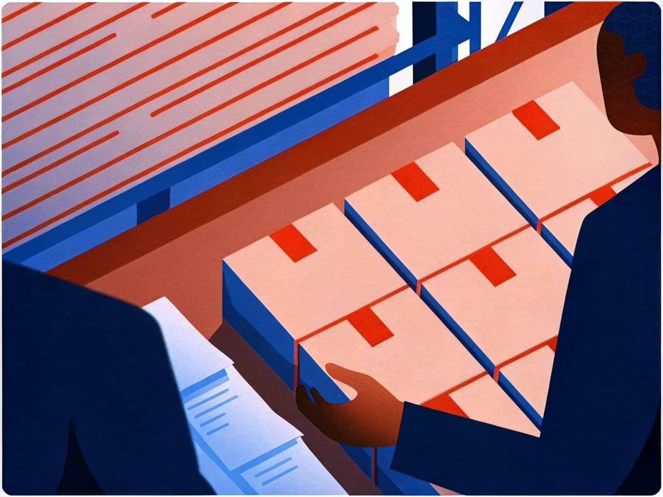 Export shipping documents on a desk